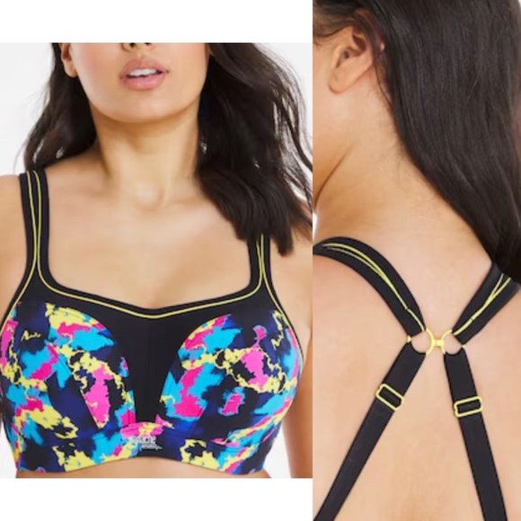 Panache Lingerie Other - New Panache High Impact Wired Padded Sports Bra Mesh Colorful Size 40GG